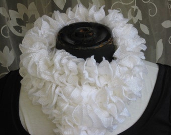 Wedding white knitted ruffles scarf