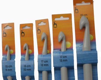 Set of 5 wide crochet hook -9mm, 10mm, 12mm, 15mm, 20mm - &quot;Pony&quot;