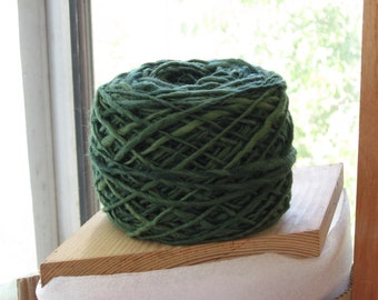 Deep green hand-dyed handspun merino wool -- 100 gr