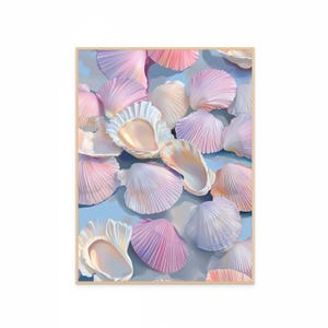 Stampa artistica di conchiglie costiere - Decorazione murale per casa sulla spiaggia in stile pastello