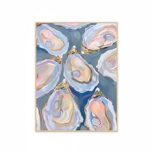 Oyster Painting | Oyster Print | Oyster Shell Art Print - Elegant Pastel Nautical Decor