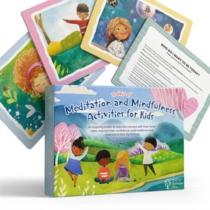 Cartões de afirmação positiva para crianças, um kit de atividades de meditação e atenção plena para crianças de 4 a 10 anos. É um ótimo presente.