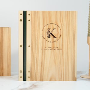 Portamenús con logotipo grabado, portamenús de restaurante, portamenús personalizable, folio de madera para menú, tablero de menú personalizado