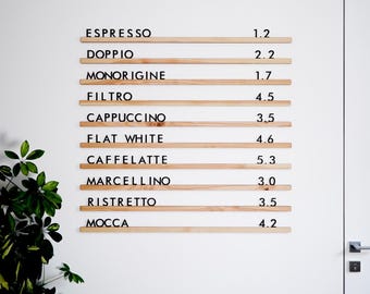 Wall Mounted Menu Board: Wooden Letter Rails for Cafe