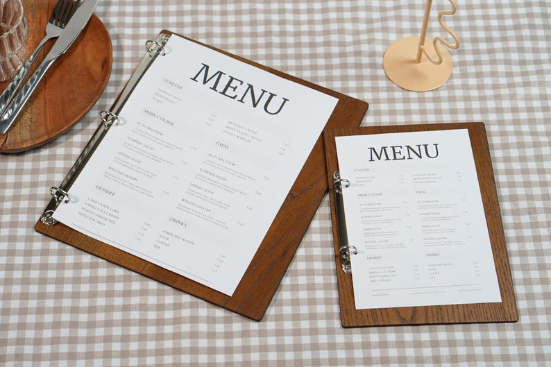 Personalized Wood Menu Cover: Engraved Logo Ring Binder - Restaurant ...
