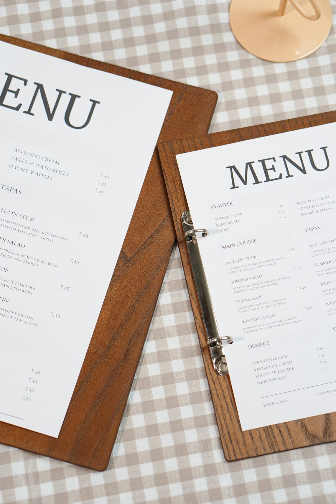 Personalized Wood Menu Cover: Engraved Logo Ring Binder - Restaurant ...