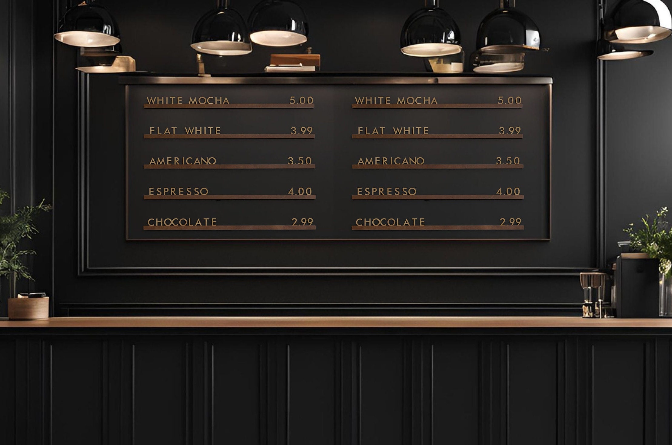 Wooden Wall Menu Board: Changeable Letter Cafe Menu