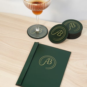 Leather Menu with debossed Logo, Custom Restaurant Menu, Vintage Leather Menu, Restaurant Menu Folder, Leather Menu Cover, Wood Menu Folder