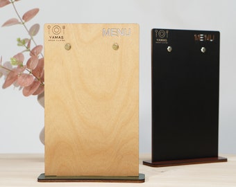 Custom Wood Menu Board Stand: Restaurant Tabletop Menu Holder