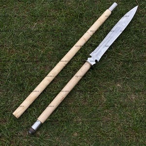 Hand Forged Long Viking Hunting Spear | Hewing Throwing Spear | Forged Spear | Damascus Survival Blade | Gift For Husband | Christmas Gift |