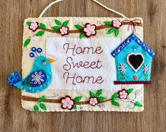 Tapiz de fieltro para pared "Home Sweet Home" de MerryStockings.