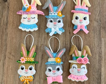 Adornos de fieltro de conejitos de Pascua Bucilla terminados (se venden por separado)
