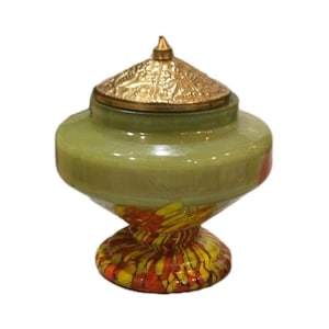Czech Bohemian Czech Glass Footed Jar With Lid Candy Dish Art Glass