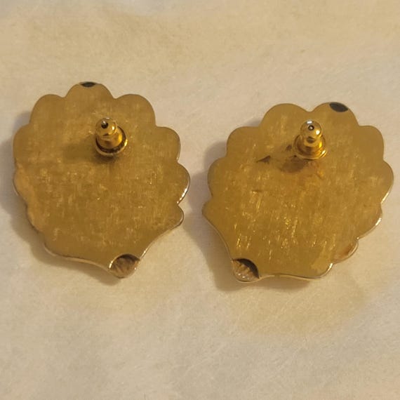 Monet Shell Stud Earings, Leaf Patterned Jewelry,… - image 6