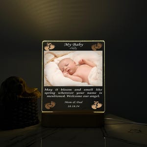 Custom Baby LED Light Stand, Custom Photo Stand, Gift for Family, Personalized Gift, Gift for Baby, Gift for Newborn, Gift for Birthday,Gift