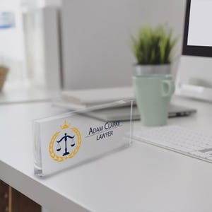 Personalized Name Sign for Office, Name Plaque for Lawyer, Acrylic Name Plaque for Desk, Custom Personalized Gift,Custom Name Plate for Desk