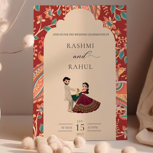 Indian Wedding Invitation Hindu Save the Date Template Royal Wedding Invite Haldi Sangeet Wedding Ceremony Card Editable Indian Invitations