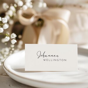 Marque-places pour mariage, Cartes de visite calligraphiées, Marque-places manuscrits modifiables, Places assises minimalistes pour invités au mariage, Marque-places de table