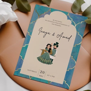 Faire-part de mariage indien, modèle « Save the Date » hindou, faire-part de mariage royal, Haldi, Sangeet, carte en toile modifiable pour la cérémonie de mariage