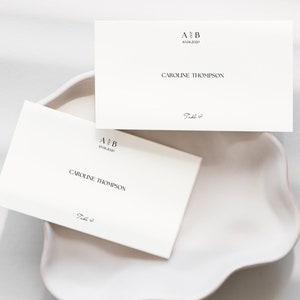 Wedding Place Cards, Minimalist Name Card Design, Monogram Wedding Name Tags, Modern Table Setting, Name Plate Template