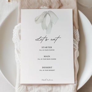 Elegante minimalistische Hochzeitsmenüvorlage, bearbeitbares Gedeck (digitaler Download)