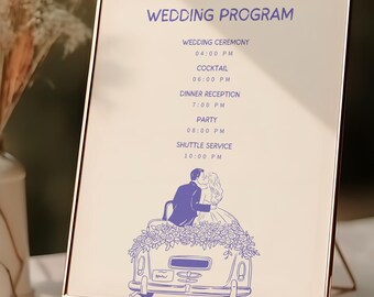 Vintage Wedding Program Template, Ceremony Timeline (Digital Download)