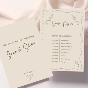 Wedding Program, Hand Drawn Programs, Editable Ceremony Program, Whimsical Order of Service, Wedding Day Timeline Template, Details Card