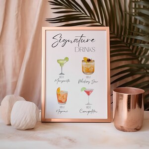 Signature Cocktail Template Minimalist Bar Menu Wedding Drinks Sing