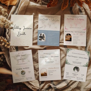 Paquete de invitación con tarjeta de embarque y pasaporte para bodas de destino imprimibles / Plantillas de invitación imprimibles Canva