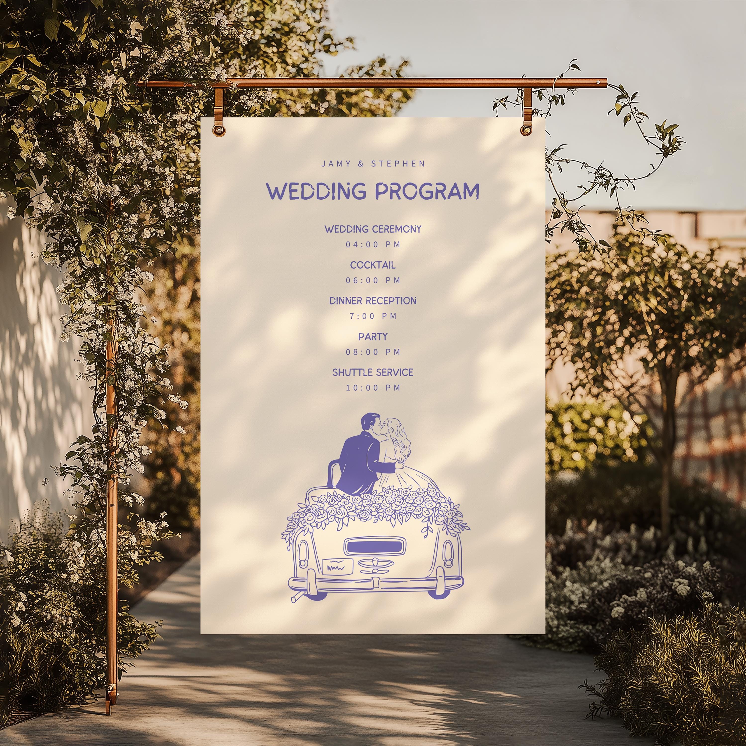 Wedding Program Sign, Order of Events Signage, Wedding Itinerary ...