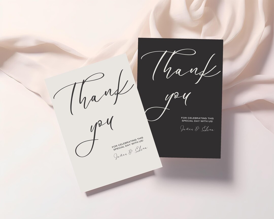 Printable Wedding Thank You Card Template, Editable Minimalist Design ...