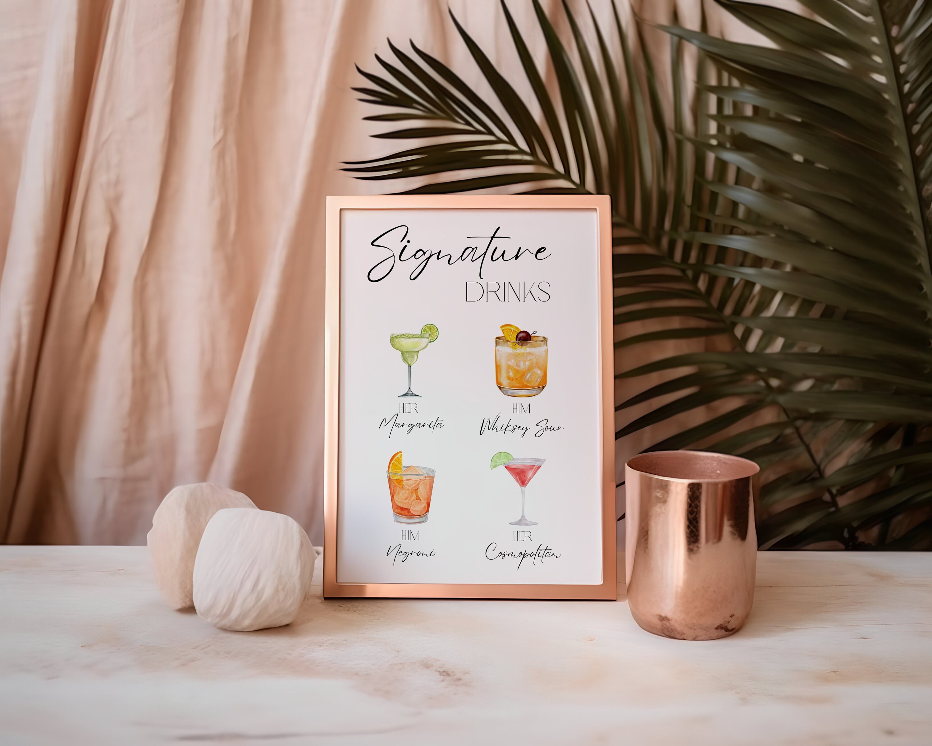 Signature Cocktail Template Minimalist Bar Menu Wedding Drinks Sing