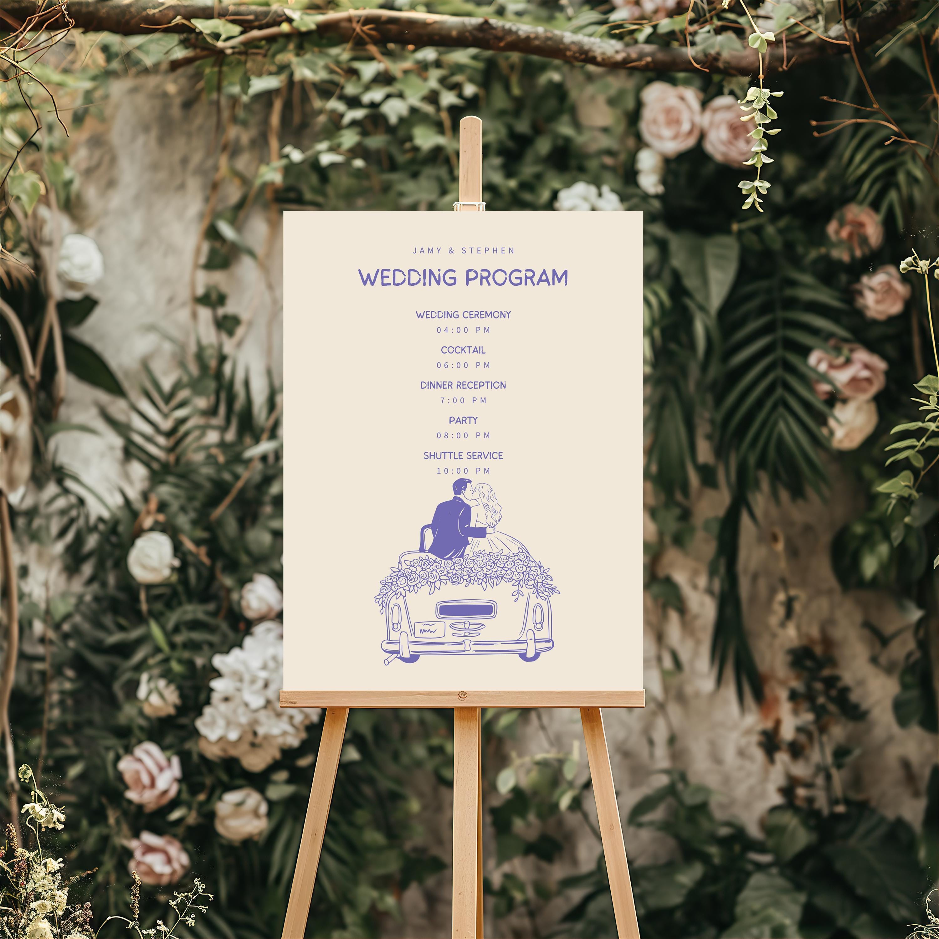 Wedding Program Sign, Order of Events Signage, Wedding Itinerary ...