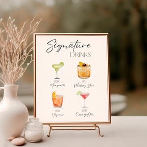 Signature Cocktail Template Minimalist Bar Menu Wedding Drinks Sing