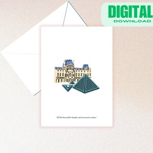 Cartões de agradecimentos temáticos de Paris Digital | Imprimível | Download instantâneo