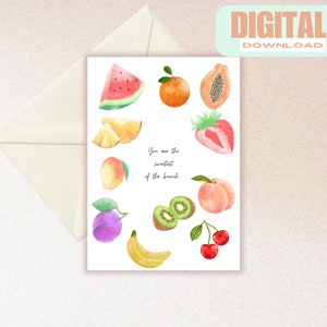Digitale verjaardagskaart met fruitthema | Afdrukbaar | Direct downloaden