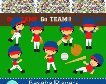 Conjunto de imágenes prediseñadas digitales de jugadores de béisbol