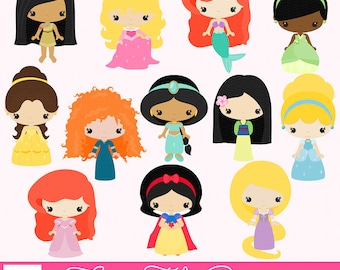 Serie 1 de Princesas de Cuentos de Hadas, Princesas Clipart Digital, colección de imágenes prediseñadas