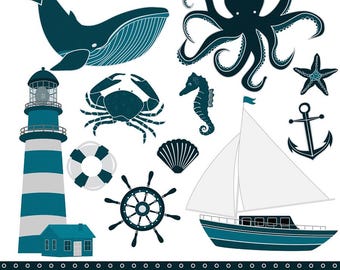 Clipart digital de artículos náuticos