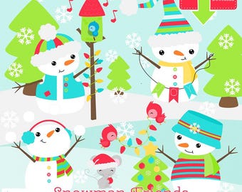 Colección de imágenes prediseñadas digitales de la serie Amigos del muñeco de nieve 2