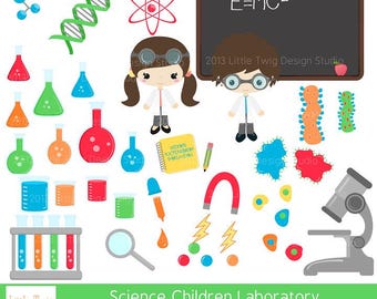 Clipart digital para niños del laboratorio de ciencias