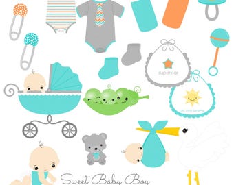 Colección de imágenes prediseñadas digitales "Dulce Bebé Amor II" para niño, uso personal y comercial