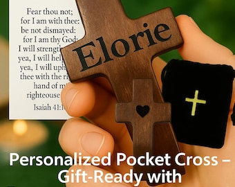 Personalized Wooden Pocket Prayer Cross: Comfort Gift for Faith & Grief