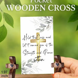 Personalized Cross My Heart Wooden Cross Small Pocket Thumb Cross Religious Faith-Based Comfort Gift Anxiety Relief  Worry Stone  Grief