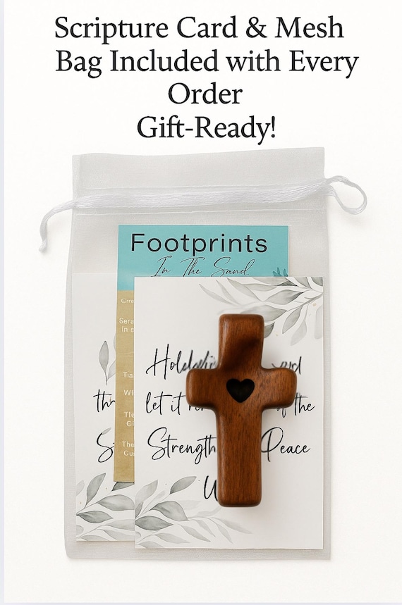 Pocket Prayer Cross for Anxiety, Personalized Wooden Comfort Cross, Handheld Worry Cross, Engraved Christian Gift