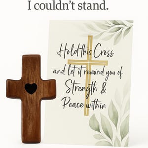 Bulk Wooden Pocket Cross with Card Handheld Cross for Strength, Prayer & Comfort Christian Religious Gifts for Church, Friends, Bible Study