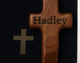 Personalized Wooden Comfort Cross: Pocket Prayer Worry Stone