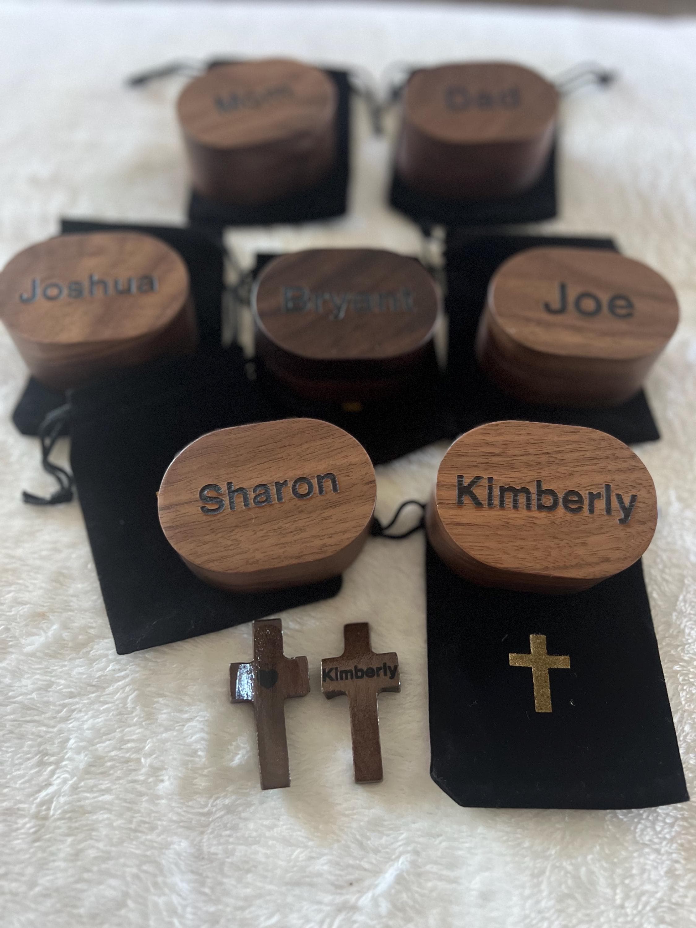 Personalized Wooden Cross • Engraved Pocket Cross With Thumb