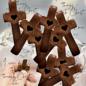 Cross My Heart Wooden Cross Small Pocket Thumb Crosses Religious Church Gift for Mother Faith-Based Comfort Gift