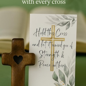 Cross My Heart Wooden Pocket Cross Small Thumb Cross, Religious Comfort Gift for Mother, Faith-Based Church Keepsake